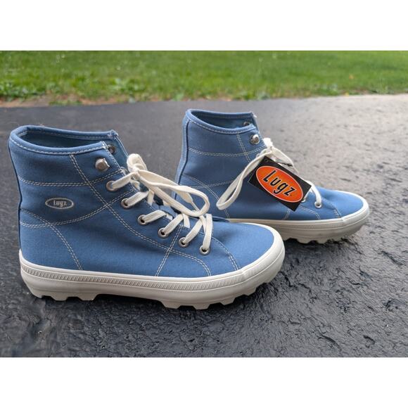 Lugz Womens Habitat Lace Up Sneaker Sz 9 Comfort Fashion Chunky Tread Blue White - Picture 2 of 8